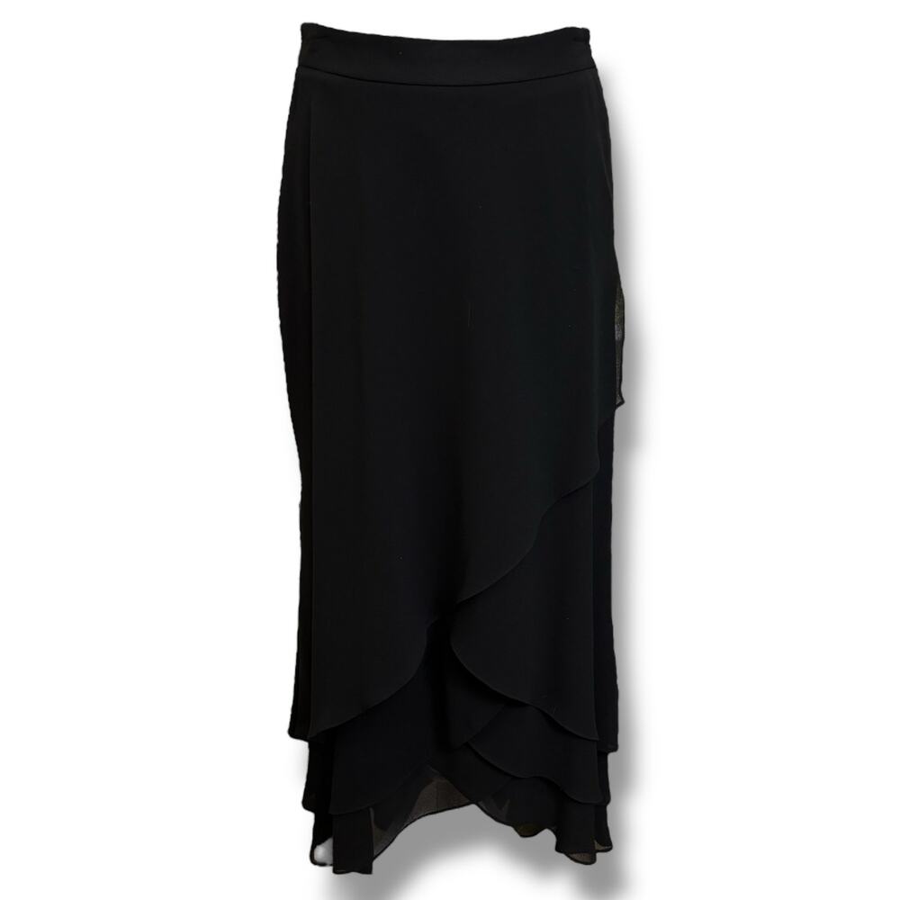 Dress Barn Black Chiffon Layered Skirt Size 8